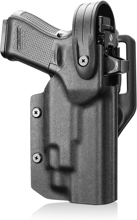 Glock 17/19/19X/45 Gen3-5 Holster OWB Kydex Light-Bearing - Fits TLR-7A / TLR-7 X / TLR-7 HL-X / TLR-8A / TLR-8 X & More, Optic Cut, Thumb Release, 2.0