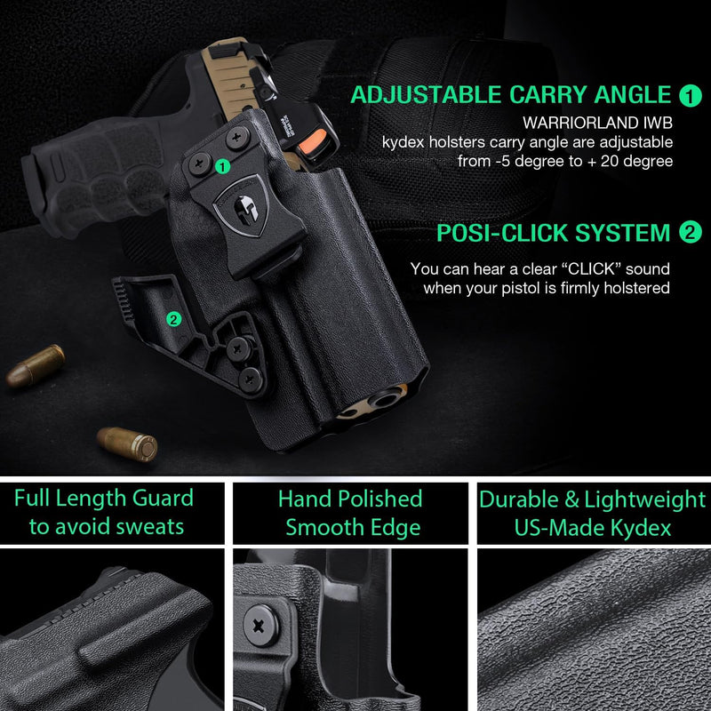 Load image into Gallery viewer, HK VP9 IWB Kydex Holster - Optic Cut + Claw, Adjustable Cant &amp; Posi-Click Audible Lock, Right-Hand Concealed Carry - WARRIORLAND
