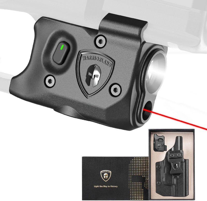 Load image into Gallery viewer, WARRIORLAND Pistol Light Laser &amp; Holster Fit for Glock 17/19 Gen 3-5, Glock 22/23/31/32 Gen 3-4 &amp; Glock 19X/44/45, Compact 150-Lumen Trigger Tactical Light with Red Laser White LED &amp; IWB Holster
