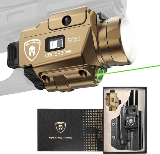 WARRIORLAND 800-Lumen FDE MA1 Pistol Laser LED Light & IWB Holster Combo, Fit for Glock 20/21 Gen3-5 & Glock 22 Gen5 & Listed Models' MOS, Magnetic USB Rechargeable | Screen Power Status