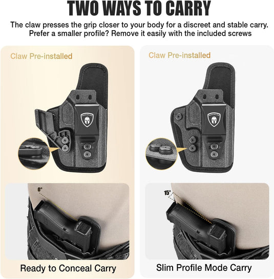 Springfield Hellcat Pro / Hellcat / Hellcat RDP & OSP IWB Hybrid Holster - WARRIORLAND Optic-Cut Right-Hand Concealed Carry, Adj. Height/Cant/Retention, Ultimate All-Day Comfort