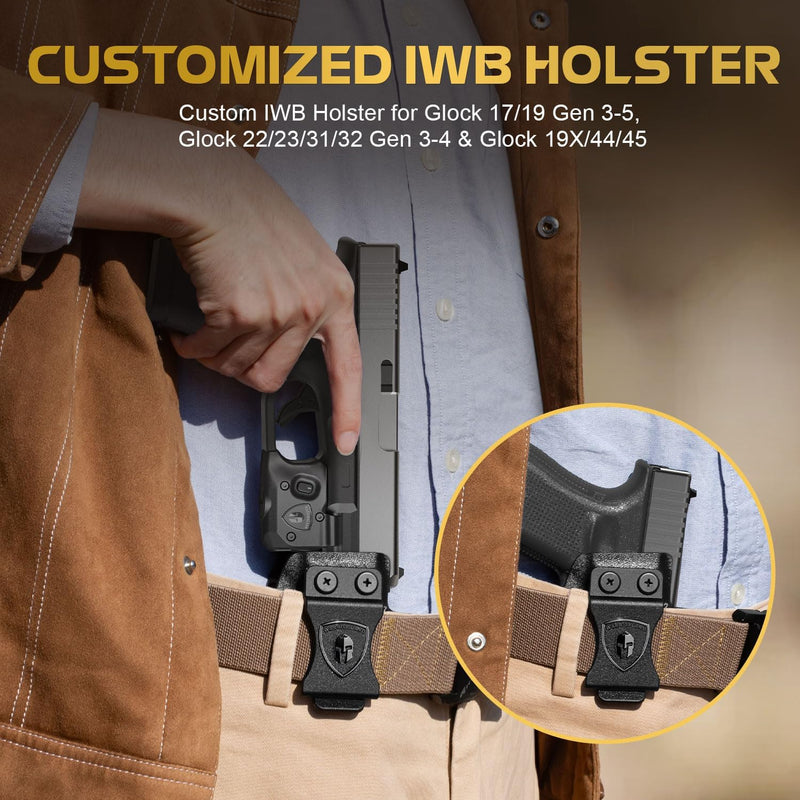 Load image into Gallery viewer, WARRIORLAND Pistol Light Laser &amp; Holster Fit for Glock 17/19 Gen 3-5, Glock 22/23/31/32 Gen 3-4 &amp; Glock 19X/44/45, Compact 150-Lumen Trigger Tactical Light with Green Laser White LED &amp; IWB Holster
