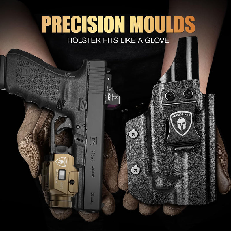 Load image into Gallery viewer, WARRIORLAND 800-Lumen FDE MA1 Pistol Laser LED Light &amp; IWB Holster Combo, Fit for Glock 20/21 Gen3-5 &amp; Glock 22 Gen5 &amp; Listed Models&#39; MOS, Magnetic USB Rechargeable | Screen Power Status
