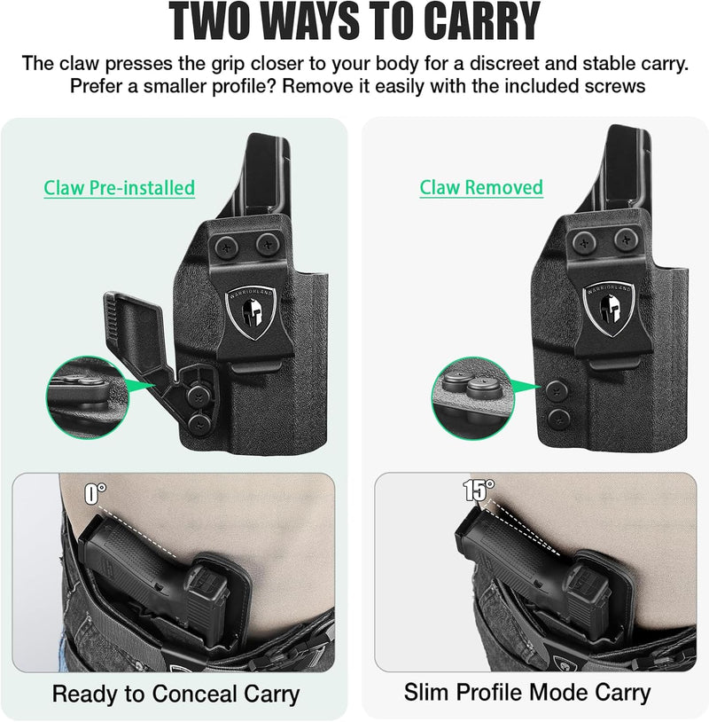 Load image into Gallery viewer, WARRIORLAND IWB Kydex Holster, Fit Ruger Security 380 | Adj. Cant &amp; Retention | w/Optic Cut &amp; Claw Options
