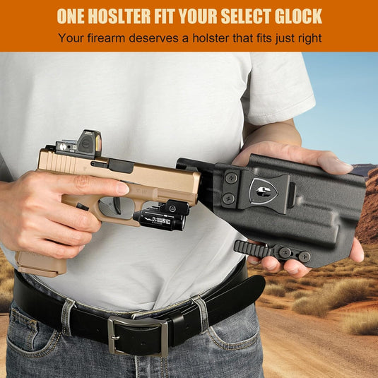 Glock 17/19 Gen3-6 / G19X / 44/45 / G34 Gen4-5 IWB Kydex Holster w/Claw - Olight PL Mini 2 Valkyrie Light Bearing, Optic Cut, Adj. Retention & Cant, Right Hand - WARRIORLAND