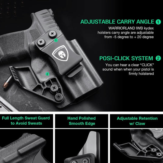WARRIORLAND Hellcat Pro Kydex Holster with 1.75" Metal Clip for IWB Concealed Carry, Optics Cut, Adjustable Retention