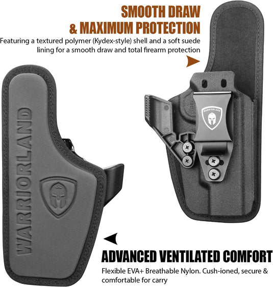 WARRIORLAND IWB Hybrid Holster for 5" 1911 No-Rail (Colt · Kimber · Ruger · S&W · Sig · RIA · Tisas) - Optic Cut, Adjustable Cant/Height/Retention, Ultimate Comfort Leather-Kydex, Right Hand Draw