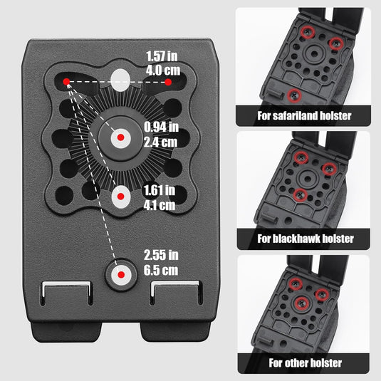 MOLLE Holster & Mag Pouch Adapter (3-Inch) - WARRIORLAND Heavy-Duty Tactical Clip for Holsters, Pouches, Taser X7/X26P, Sheaths & Backpacks, w/Mount Screw & Nut Kit, 1 Pack