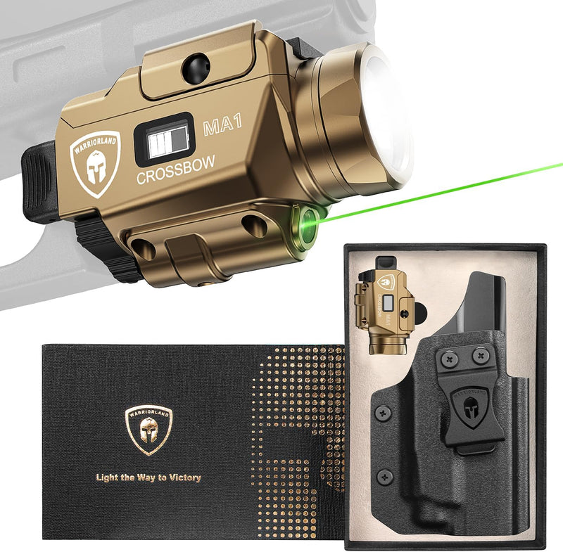 Load image into Gallery viewer, WARRIORLAND 800-Lumen FDE MA1 Pistol Laser LED Light &amp; Holster Combo, Fit for Taurus G3C/G2C/G3C Toro / /Millennium G2 PT111/PT140, Magnetic USB Rechargeable | Screen Power Status
