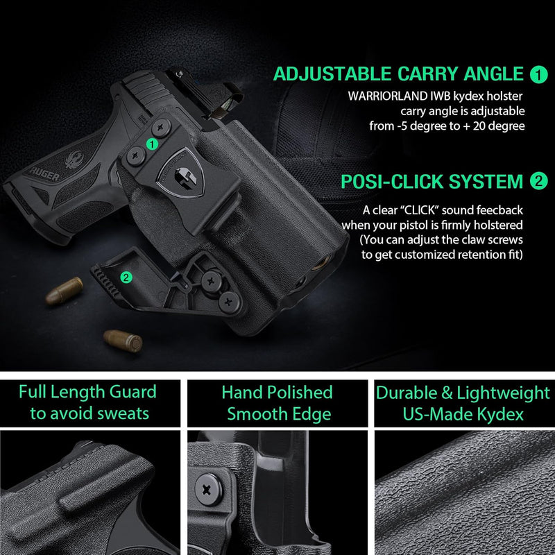 Load image into Gallery viewer, WARRIORLAND IWB Kydex Holster, Fit Ruger Security 380 | Adj. Cant &amp; Retention | w/Optic Cut &amp; Claw Options
