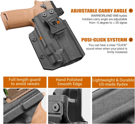 Sig P320 + TLR-7/X/HL-X/7A Light-Bearing IWB Kydex Holster – WARRIORLAND Optic-Cut Right-Hand, Adj. Cant & Posi-Click Retention