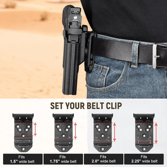 Glock 17/19/19X/45 Holster OWB Kydex Optic Cut - Thumb Release, Fits Gen 3-5 & G23/G32/G44, 360° Adjustable Cant, 1.5"-2.25" Belt, Right Hand - WARRIORLAND