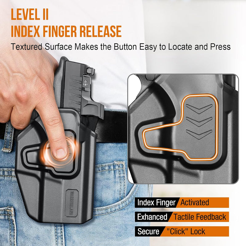 Load image into Gallery viewer, WARRIORLAND Level II Index Finger Release Paddle Holster, Fits Springfield Hellcat Pro/Hellcat RDP &amp;OSP / Hellcat Pro Comp |, Optic Cut, Adj. Cant &amp; Retention
