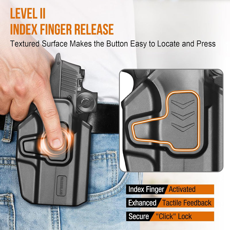 Load image into Gallery viewer, WARRIORLAND Paddle Holster, Fits Sig P365-XMACRO / P365-FUSE / P365 Xmacro COMP &amp; P365 AXG Legion | Level II Index Finger Release, Optic Cut, Adj. Cant &amp; Retention
