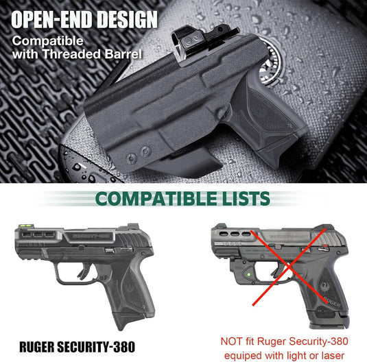 WARRIORLAND IWB Kydex Holster, Fit Ruger Security 380 | Adj. Cant & Retention | w/Optic Cut & Claw Options