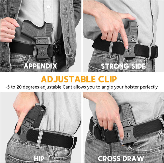 WARRIORLAND Kydex Holster, Fits Glock 43 / 43X / 43X MOS, IWB Carry, Adj. Retention, with Claw & Right-Hand