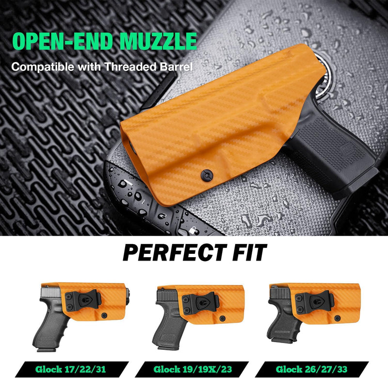 Load image into Gallery viewer, Glock 17/19 IWB Carbon Fiber Kydex Holster, also fit Glock19X/26/44/45 Gen(1-5) &amp; Glock 23/32 Gen(3-4), Right Hand | WARRIORLAND

