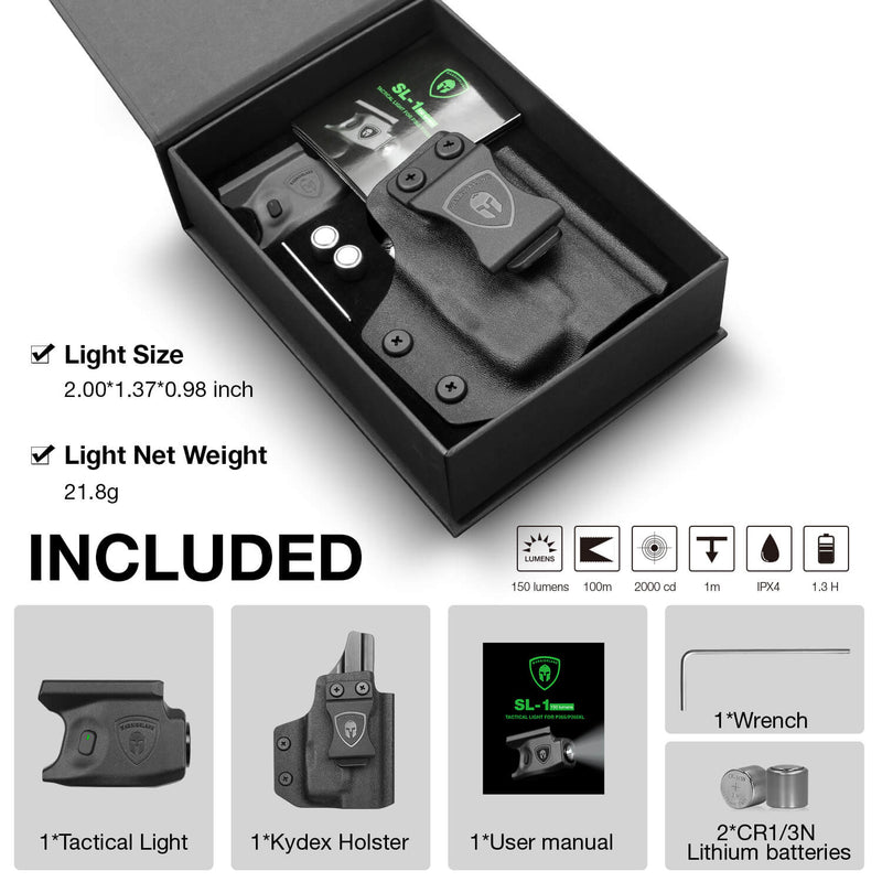 Load image into Gallery viewer, Tactical Pistol Mount Flashlight for Sig Sauer P365 / P365 X XL with Kydex IWB Holster 150 lumens | WARRIORLAND WARRIORLAND
