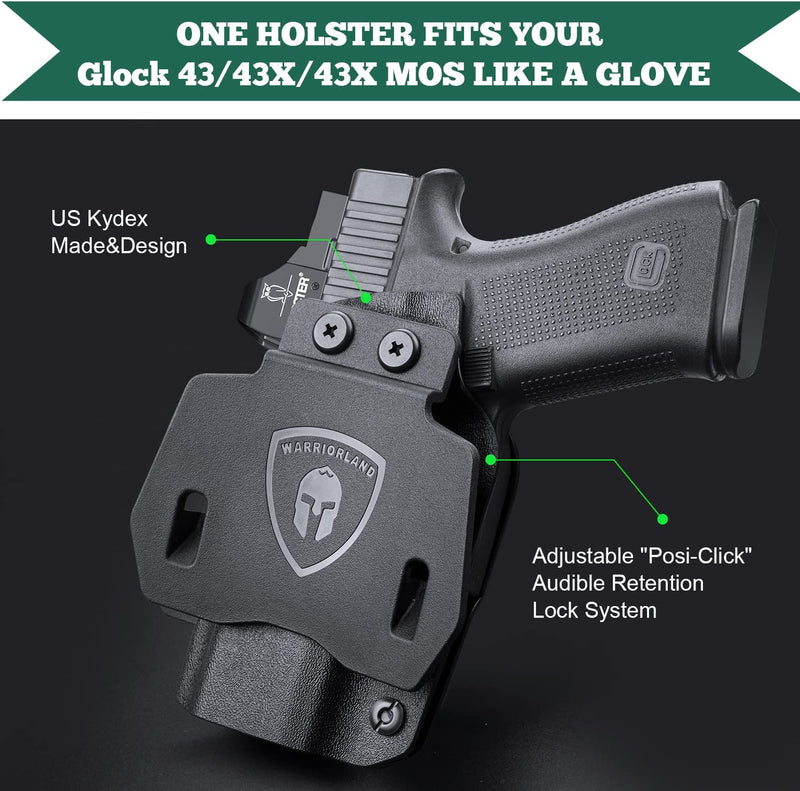 Load image into Gallery viewer, Glock 43 / G43X &amp; 43X MOS Outside Waistband OWB Kydex Holster, Optic Ready, Right Hand
