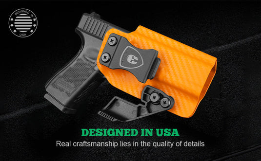 Glock 17/19 IWB Carbon Fiber Kydex Holster, also fit Glock19X/26/44/45 Gen(1-5) & Glock 23/32 Gen(3-4), Right Hand | WARRIORLAND