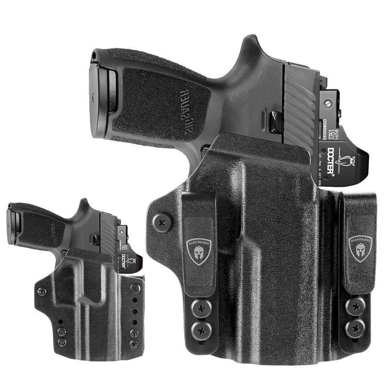 Load image into Gallery viewer, Sig P320 M18 &amp; P320 M17 IWB &amp; OWB Convertible Holster Optics Cut: Sig Sauer P320 Compact M18 &amp; P320 Full Size M17, IWB OWB Combo Holster P320, 1.75 Belt Clip, Adjustable Ride Height, Right Hand
