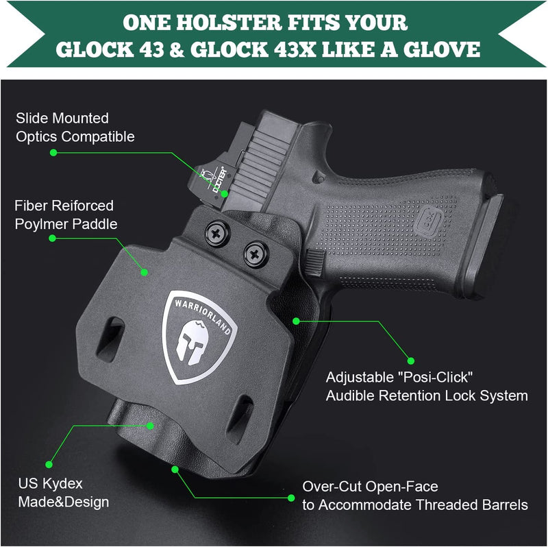 Load image into Gallery viewer, Glock 43 43X - OWB Kydex Holster - Not Fit Glock 43X MOS, Right Hand | WARRIORLAND
