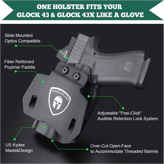 Glock 43 43X - OWB Kydex Holster - Not Fit Glock 43X MOS, Right Hand | WARRIORLAND