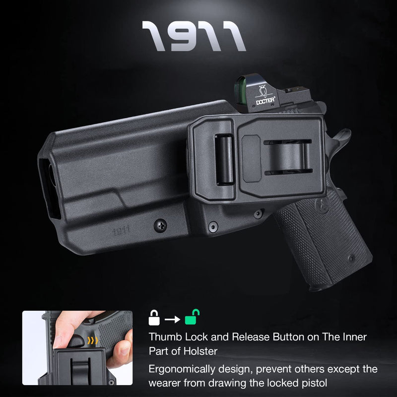 Load image into Gallery viewer, 1911 5 Inch No Rail OWB Polymer Holster Thumb Release / Right Hand
