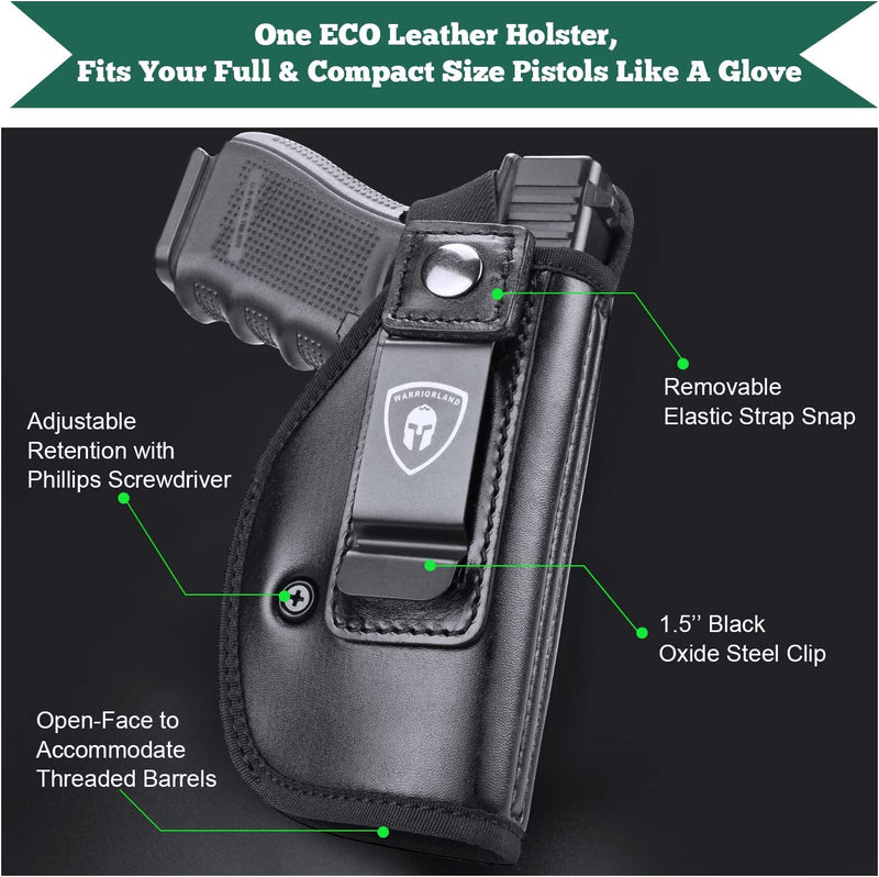 Load image into Gallery viewer, Universal IWB ECO Leather Holster Soft Micro Fiber Lining Material Fit Most Full Size &amp; Compact &amp; Subcompact Handgun, Right Hand | WARRIORLAND
