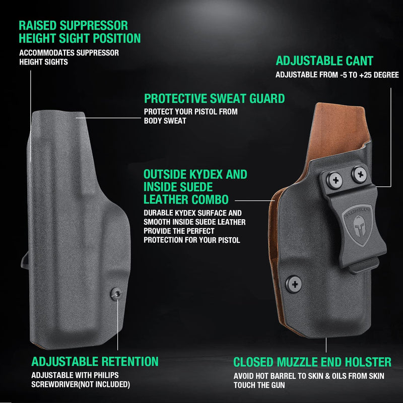 Load image into Gallery viewer, Glock 43 / Glock 43X IWB Kydex Holster with Leather Interior - Not Fit G43X MOS, Right Hand | WARRIORLAND
