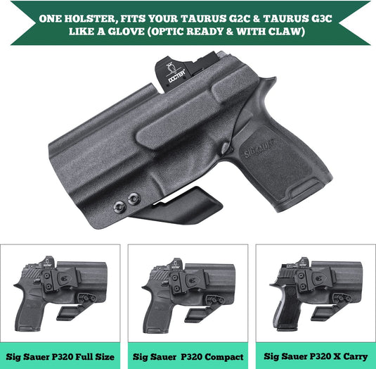 IWB Kydex Holster w/ Claw & Optic Cut - Fit Sig Sauer P320 Full Size / P320 Compact / P320 X Carry, Right Hand | WARRIORLAND