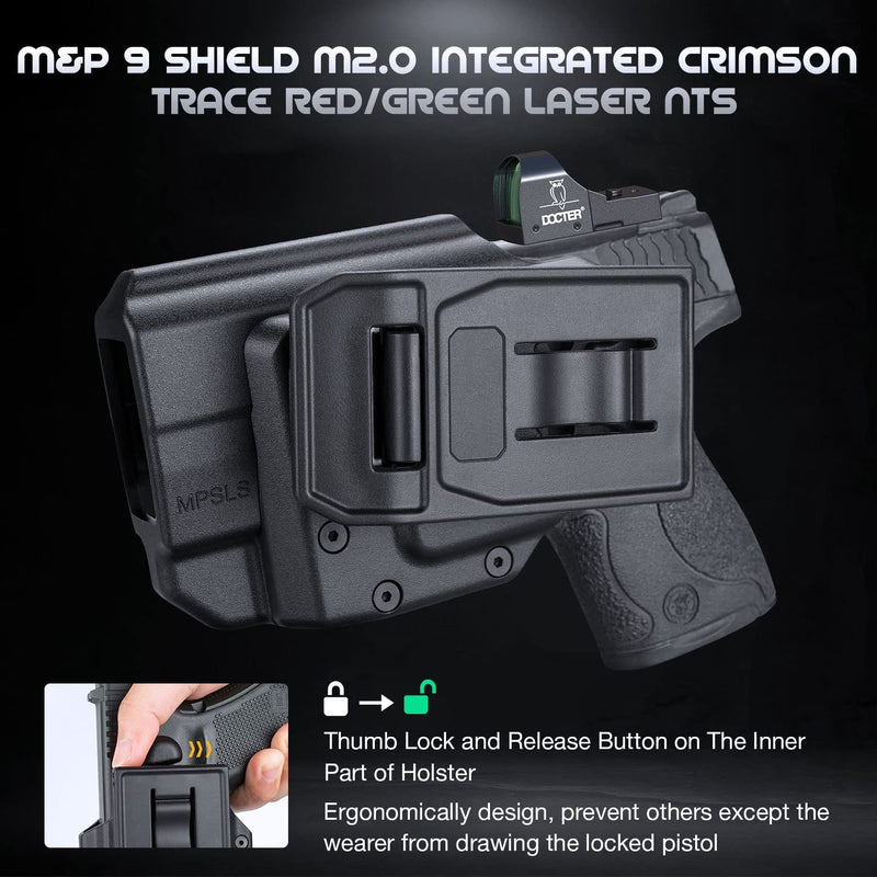 Load image into Gallery viewer, OWB Polymer Holster Thumb Release for M&amp;P 9 Shield M2.0 Integrated Crimson Trace RED / Green Laser NTS Only, Right Hand | WARRIORLAND
