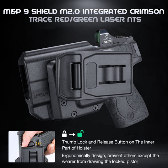 OWB Polymer Holster Thumb Release for M&P 9 Shield M2.0 Integrated Crimson Trace RED / Green Laser NTS Only, Right Hand | WARRIORLAND