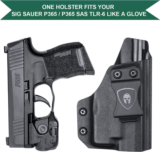 IWB Kydex Holster for Gun & Light Combo - Only Fit Sig Sauer P365 / P365 SAS / P365XL w/TLR6, Right/Left Hand | WARRIORLAND