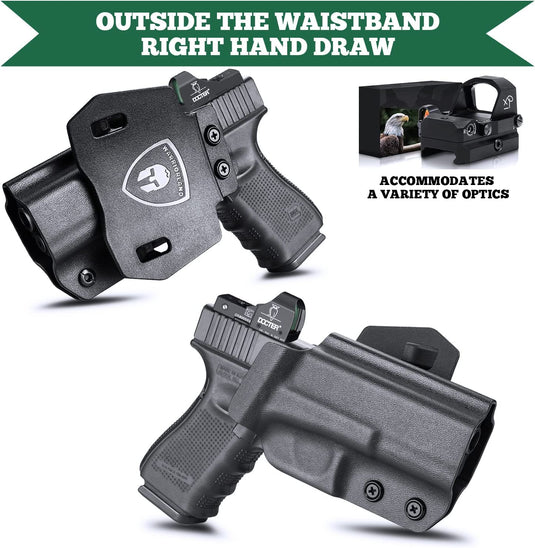 OWB Kydex Holster with Red Dot Sight Cut for Glock 17/19/19X/26/32/44/45 Gen(1-5), Right Hand | WARRIORLAND