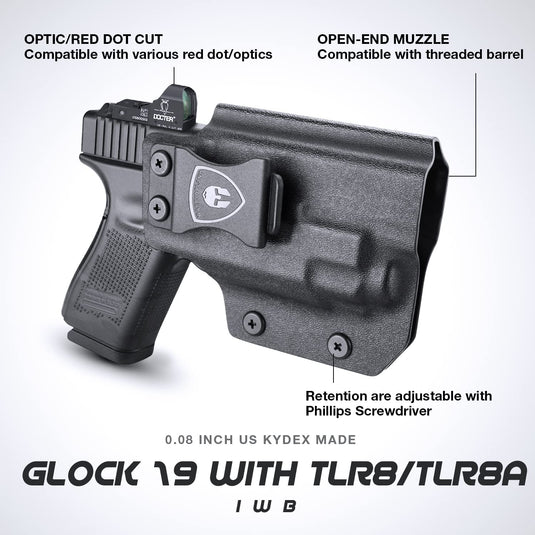 IWB Light Bearing Holster for Glock 17/19 with TLR 8 Laser Light, Right Hand | WARRIORLAND